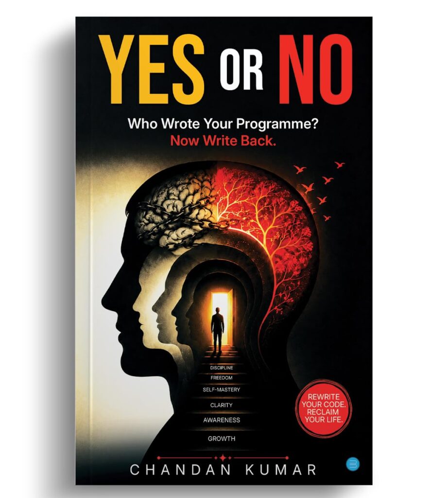 Yes Or No by Chandan Kumar book review highlighting self-awareness, psychology, unconscious decision-making, personal growth, mindset transformation, and conscious living.
